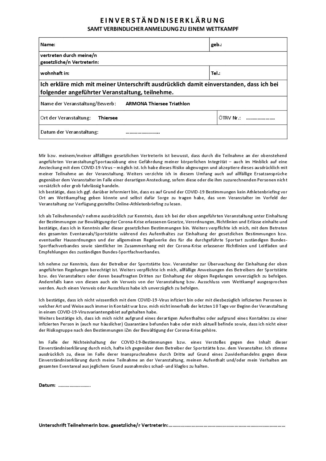 Einverständniserklärung