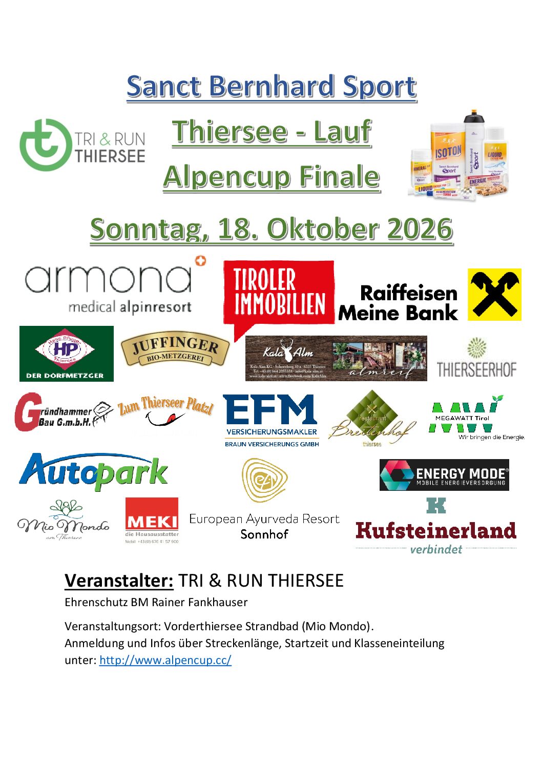 Ausschreibung Thiersee Lauf 2026