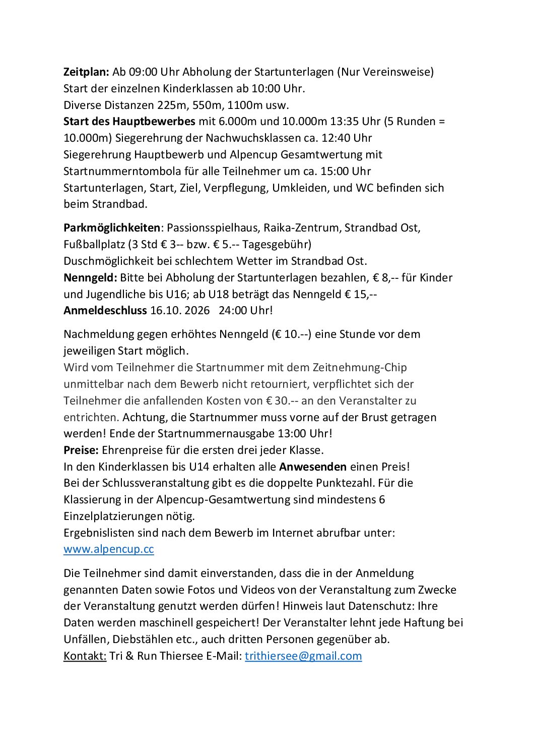 Ausschreibung Thiersee Lauf 2026 Seite 2