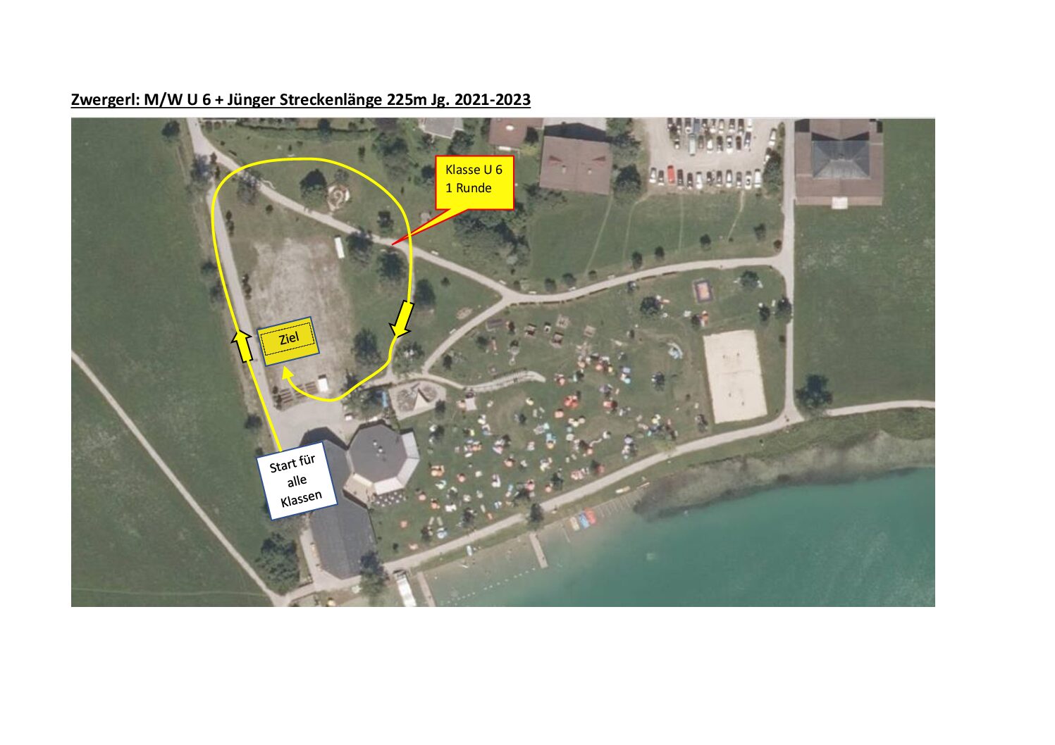 Thiersee Lauf Streckenplan U6 Triathlon Thiersee Schwimmstrecke