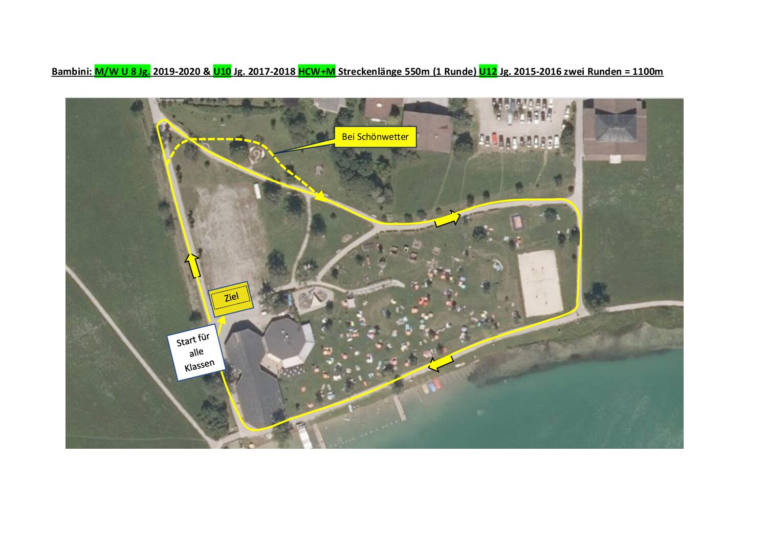 Thiersee Lauf Streckenplan U8 U10 U12 und HC m&w Thierseelauf